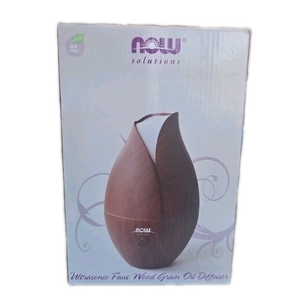 NOW Ultrasonic Faux Wood Grain Essential Oil Diffuser EASY TO CLEAN, Quiet